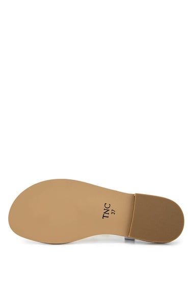  Tamer Tanca Kadın Suni Deri  Gri Parmak Arası Sandalet