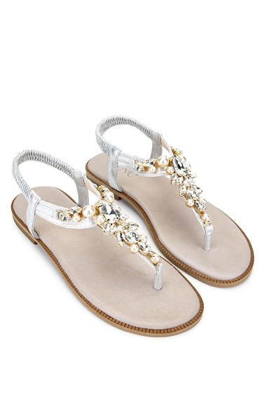  Tamer Tanca Kadın Suni Deri  Gri Parmak Arası Sandalet