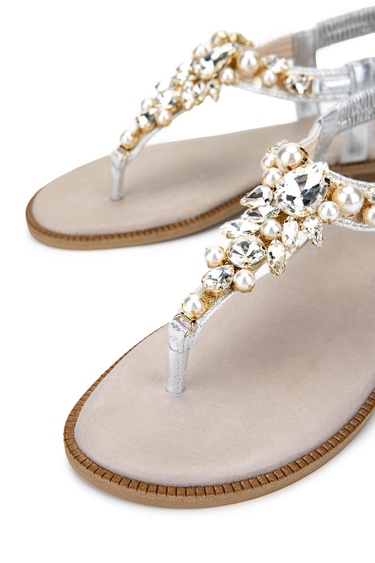  Tamer Tanca Kadın Suni Deri  Gri Parmak Arası Sandalet