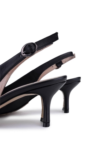  Tamer Tanca Kadın Hakiki Deri Siyah Deri Topuklu Ayakkabı