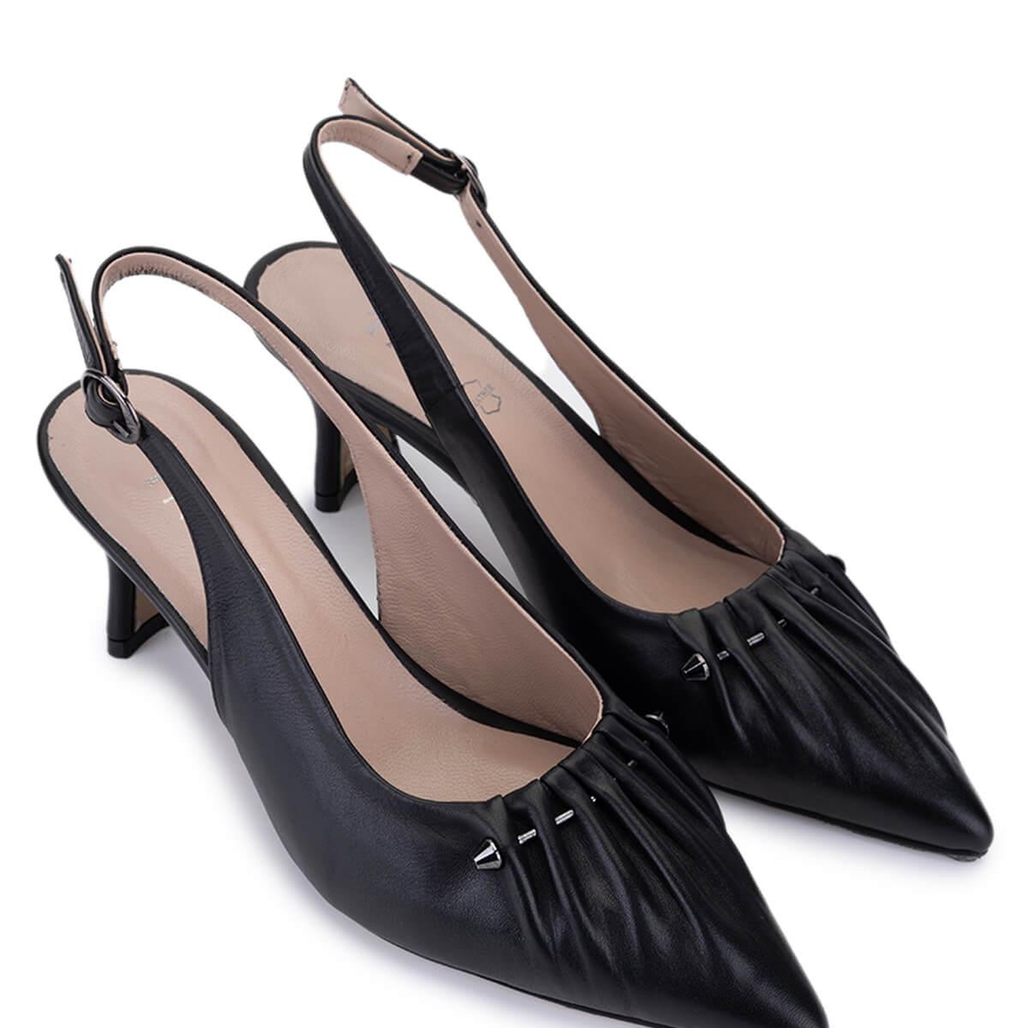 Tamer Tanca Kadın Hakiki Deri Siyah Deri Topuklu Ayakkabı