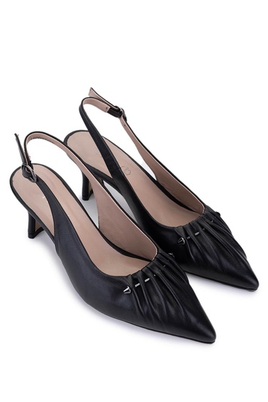  Tamer Tanca Kadın Hakiki Deri Siyah Deri Topuklu Ayakkabı