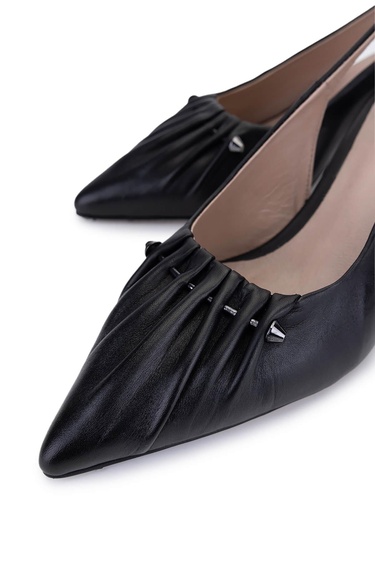  Tamer Tanca Kadın Hakiki Deri Siyah Deri Topuklu Ayakkabı