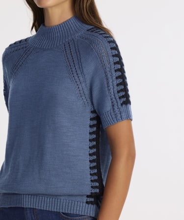  YARGICI Regular Dik Yaka Kısa Kol Kazak