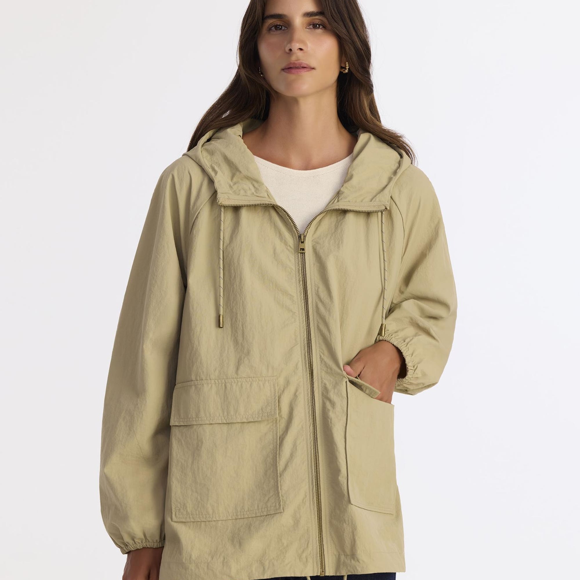 YARGICI Loose Kapüşonlu Yaka Uzun Kol Yağmurluk