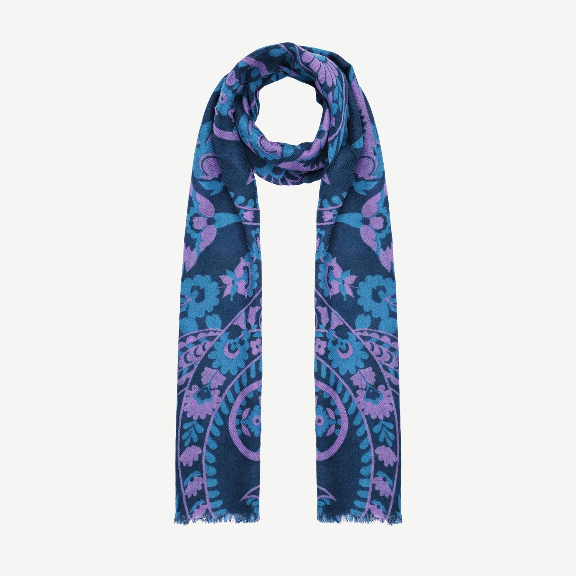 YARGICI Çiçek Desenli Yün Şal