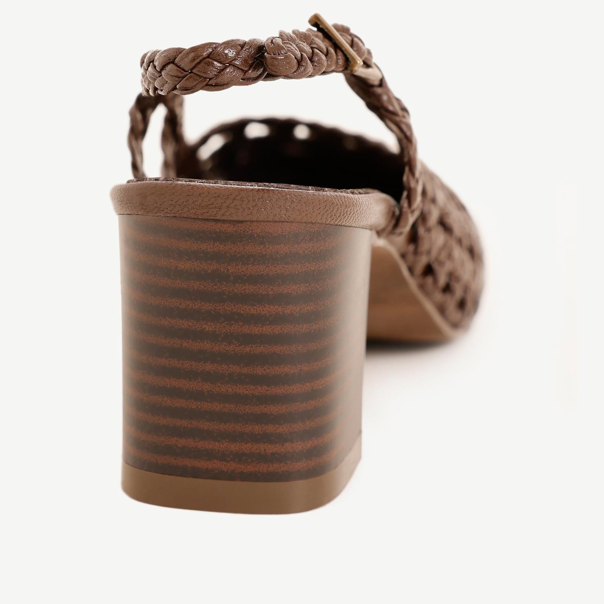 YARGICI Deri Örgü Arkası Açık Topuklu Ayakkabı