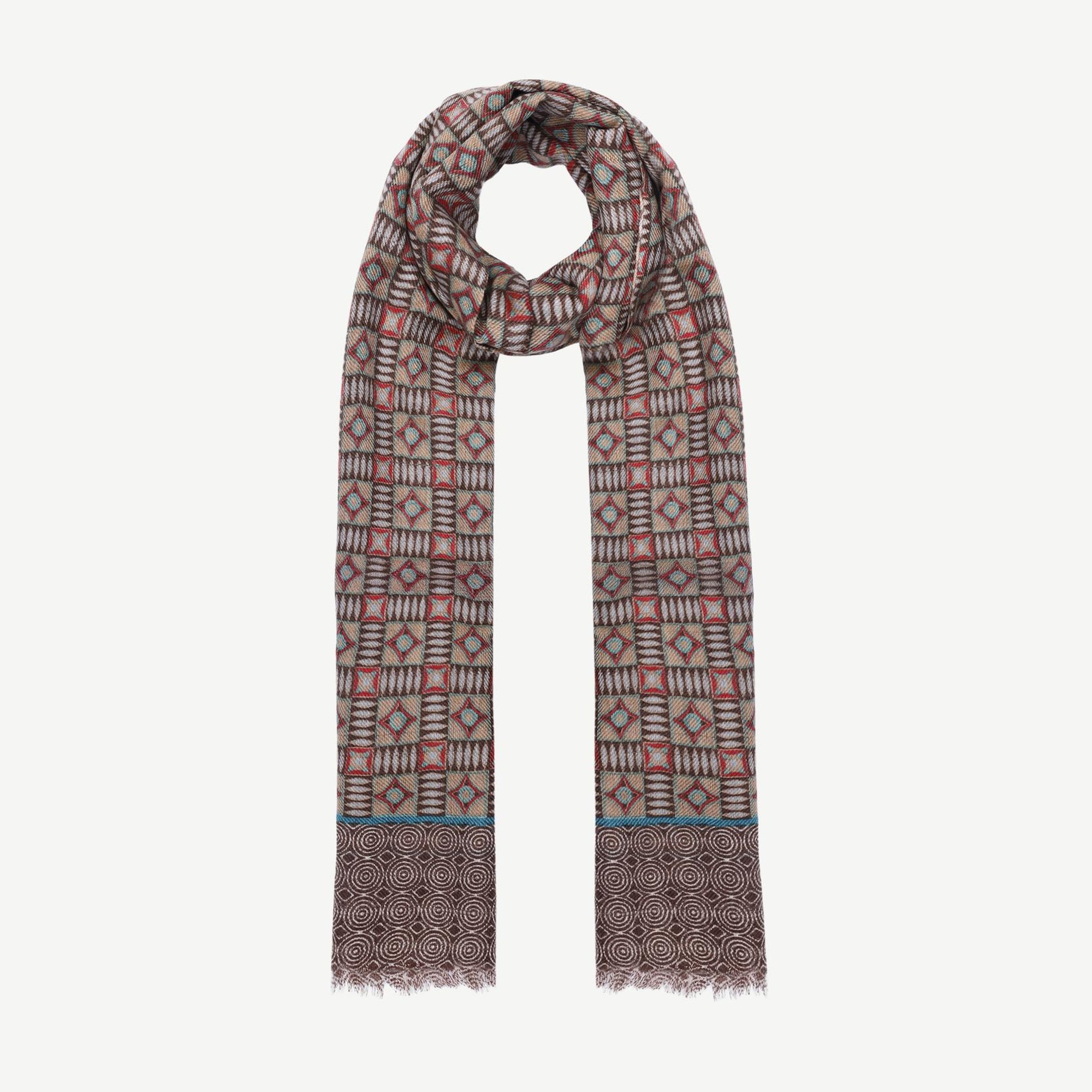 YARGICI Geometrik Desenli Ve Yün Karışımlı Şal