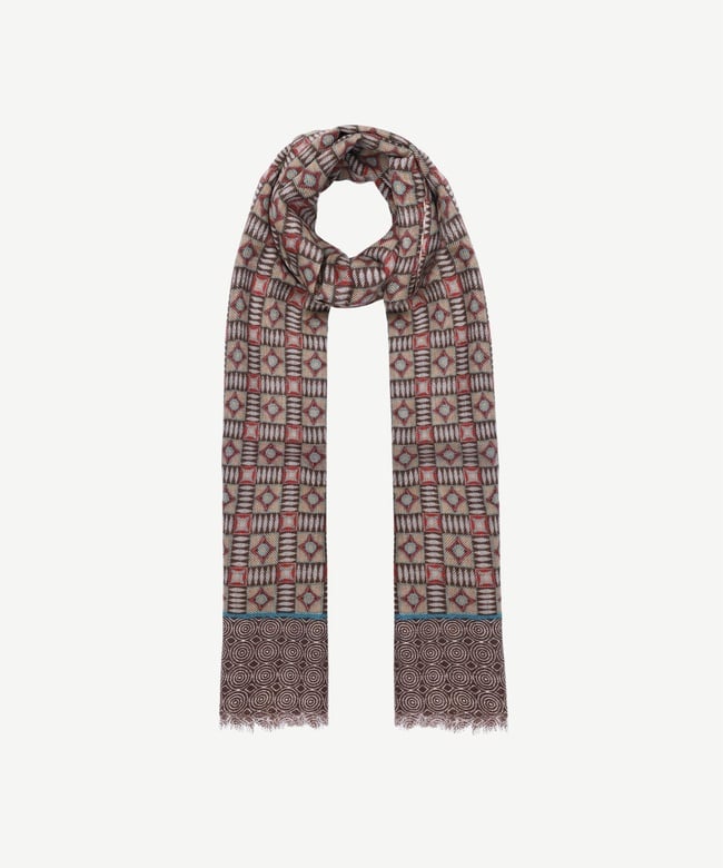  YARGICI Geometrik Desenli Ve Yün Karışımlı Şal