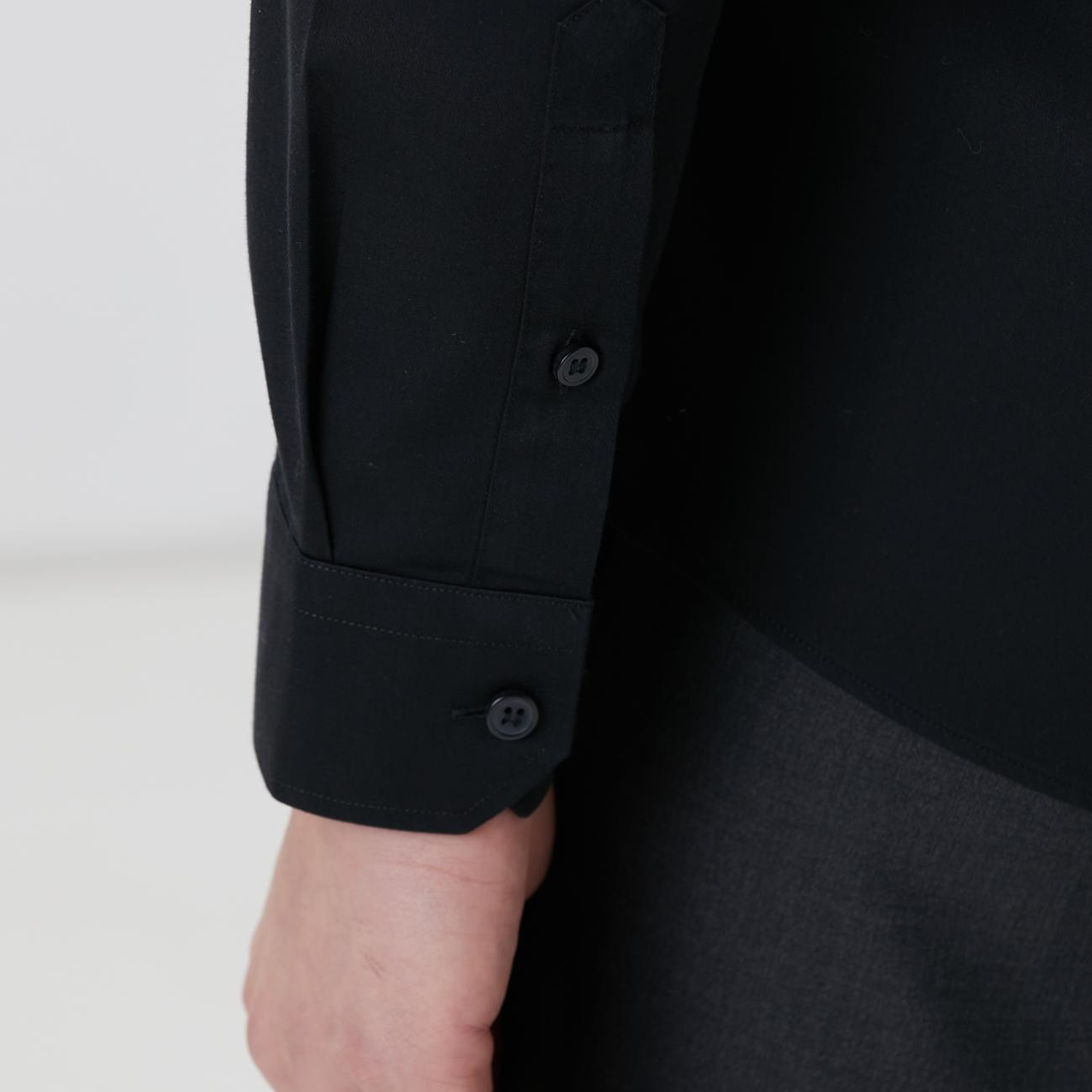 Network Erkek Siyah Non-Iron Saten Gömlek