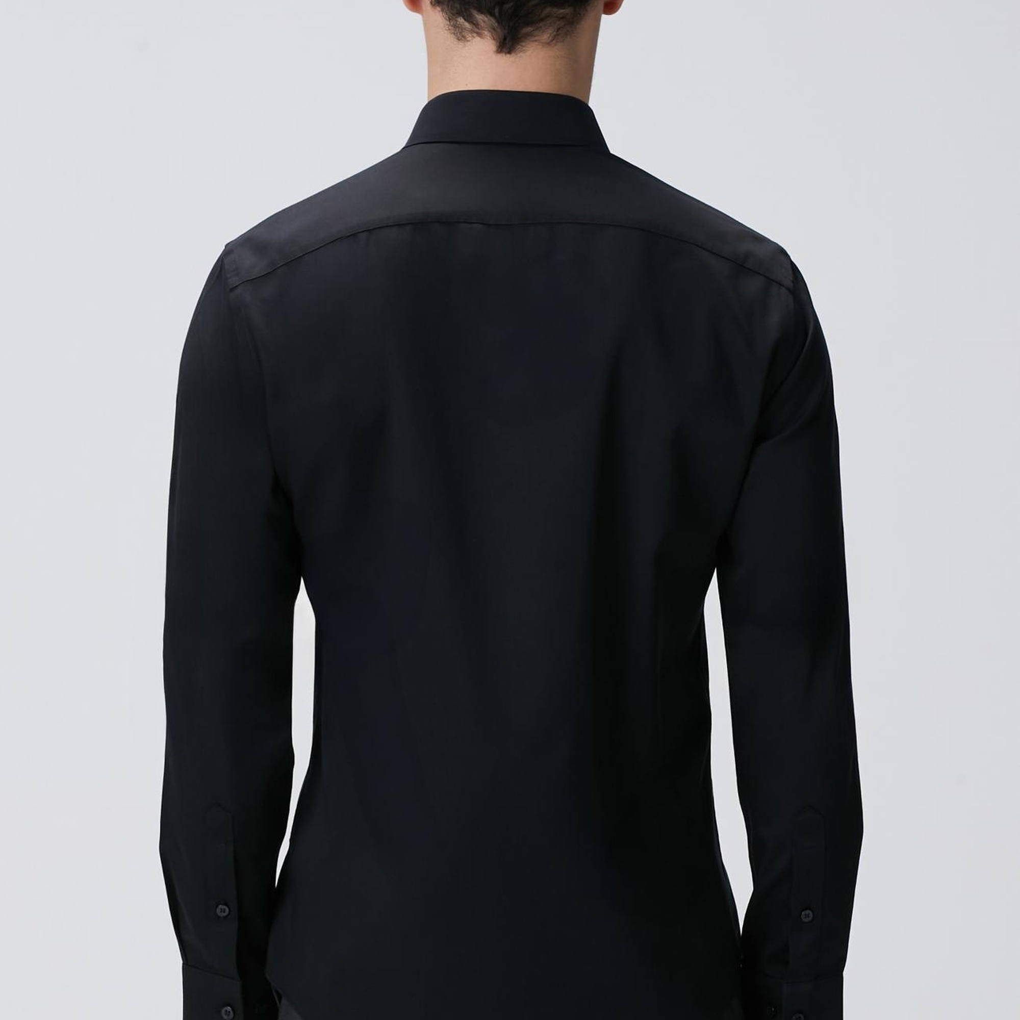 Network Erkek Siyah Non-Iron Saten Gömlek