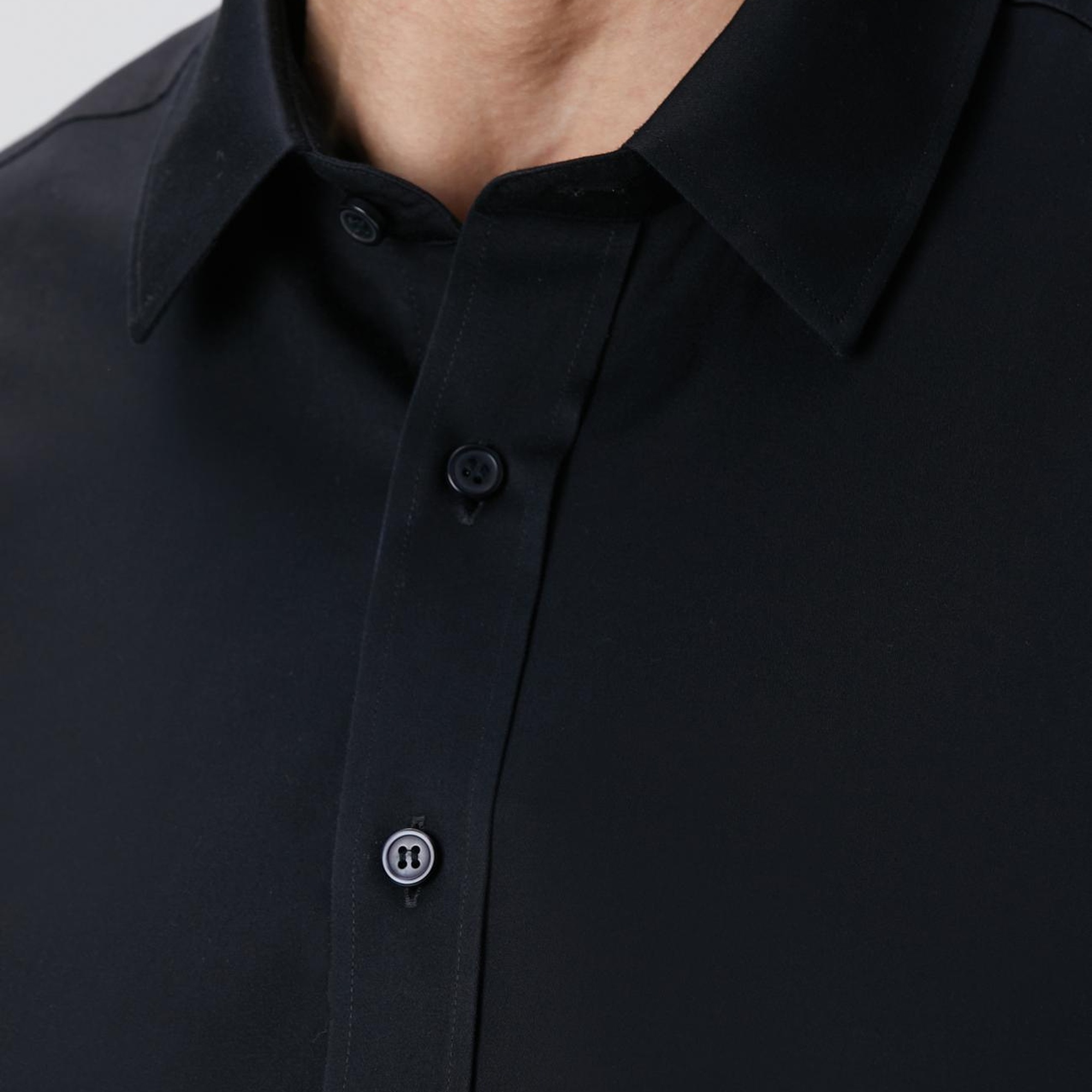 Network Erkek Siyah Non-Iron Saten Gömlek