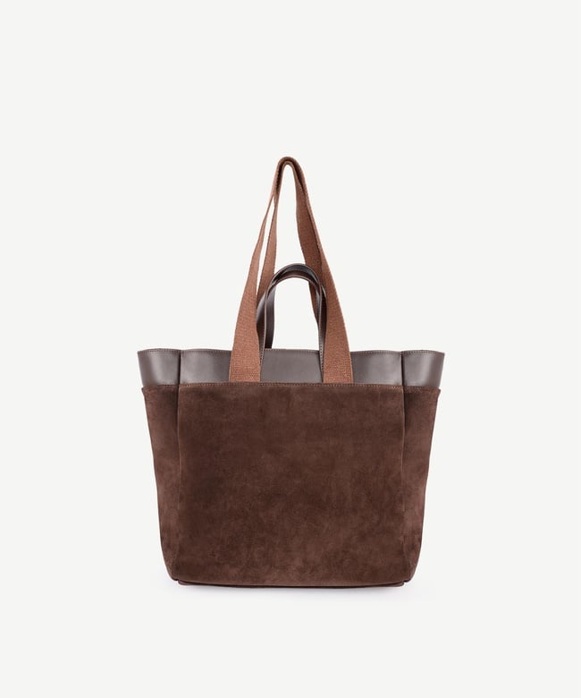  YARGICI Kolon Detaylı Süet Deri Omuz Çantası