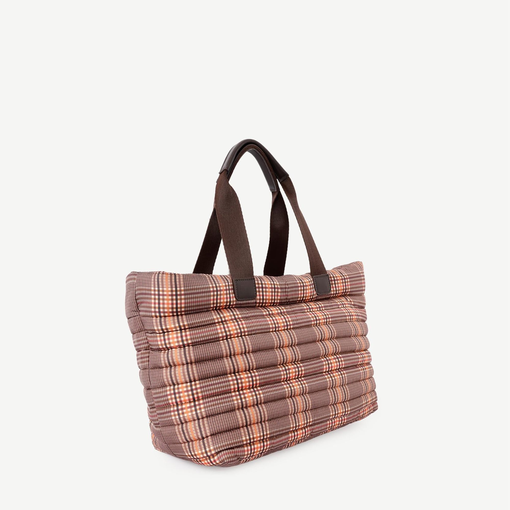 YARGICI Ekose Desenli Kapitone Kumaş Omuz Çantası