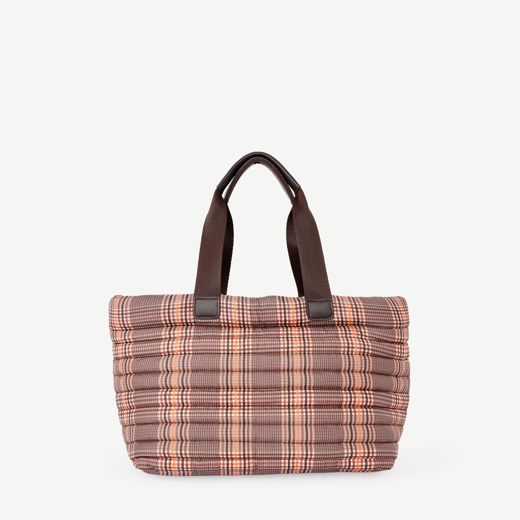 YARGICI Ekose Desenli Kapitone Kumaş Omuz Çantası