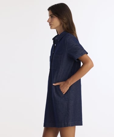  YARGICI Düz Gömlek Yaka Kısa Kol Elbise