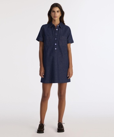  YARGICI Düz Gömlek Yaka Kısa Kol Elbise