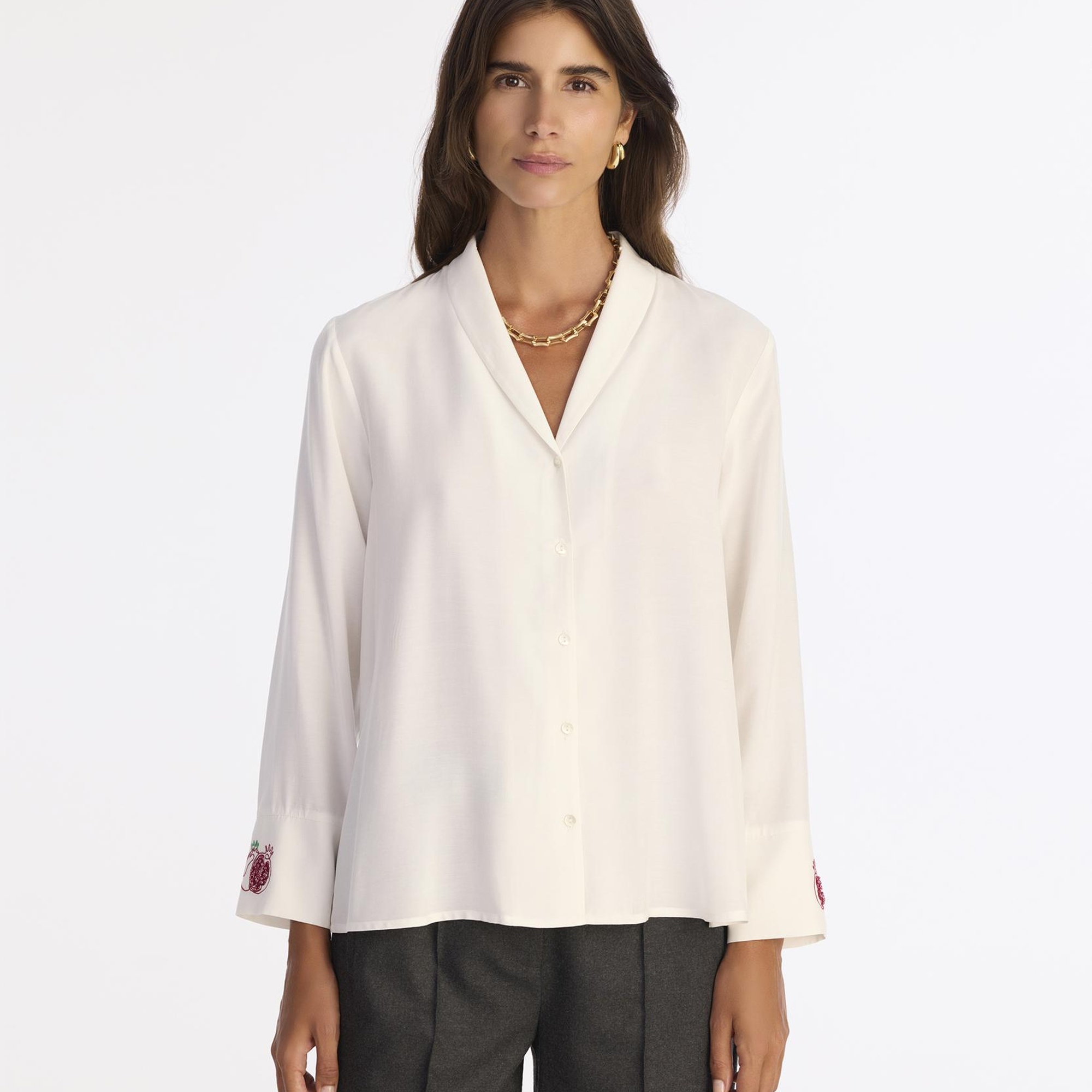 YARGICI Geniş Şal Yaka Uzun Kol Gömlek