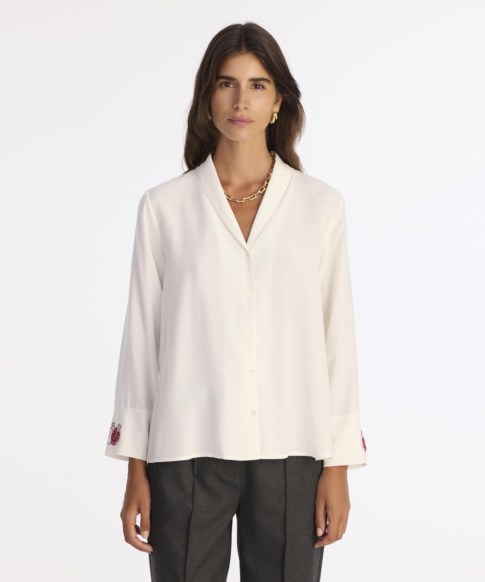  YARGICI Geniş Şal Yaka Uzun Kol Gömlek