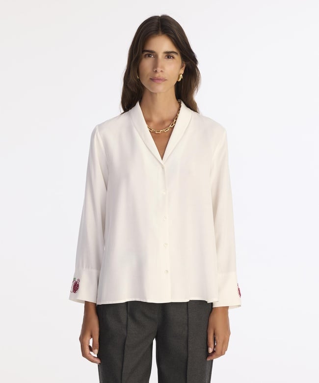  YARGICI Geniş Şal Yaka Uzun Kol Gömlek