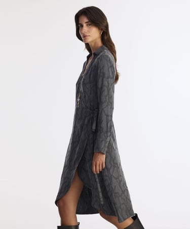  YARGICI Dar Gömlek Yaka Uzun Kol Elbise