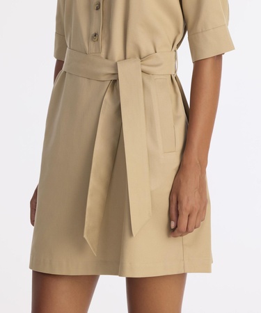  YARGICI Düz Gömlek Yaka 3/4 Kol Elbise