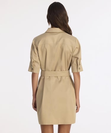  YARGICI Düz Gömlek Yaka 3/4 Kol Elbise