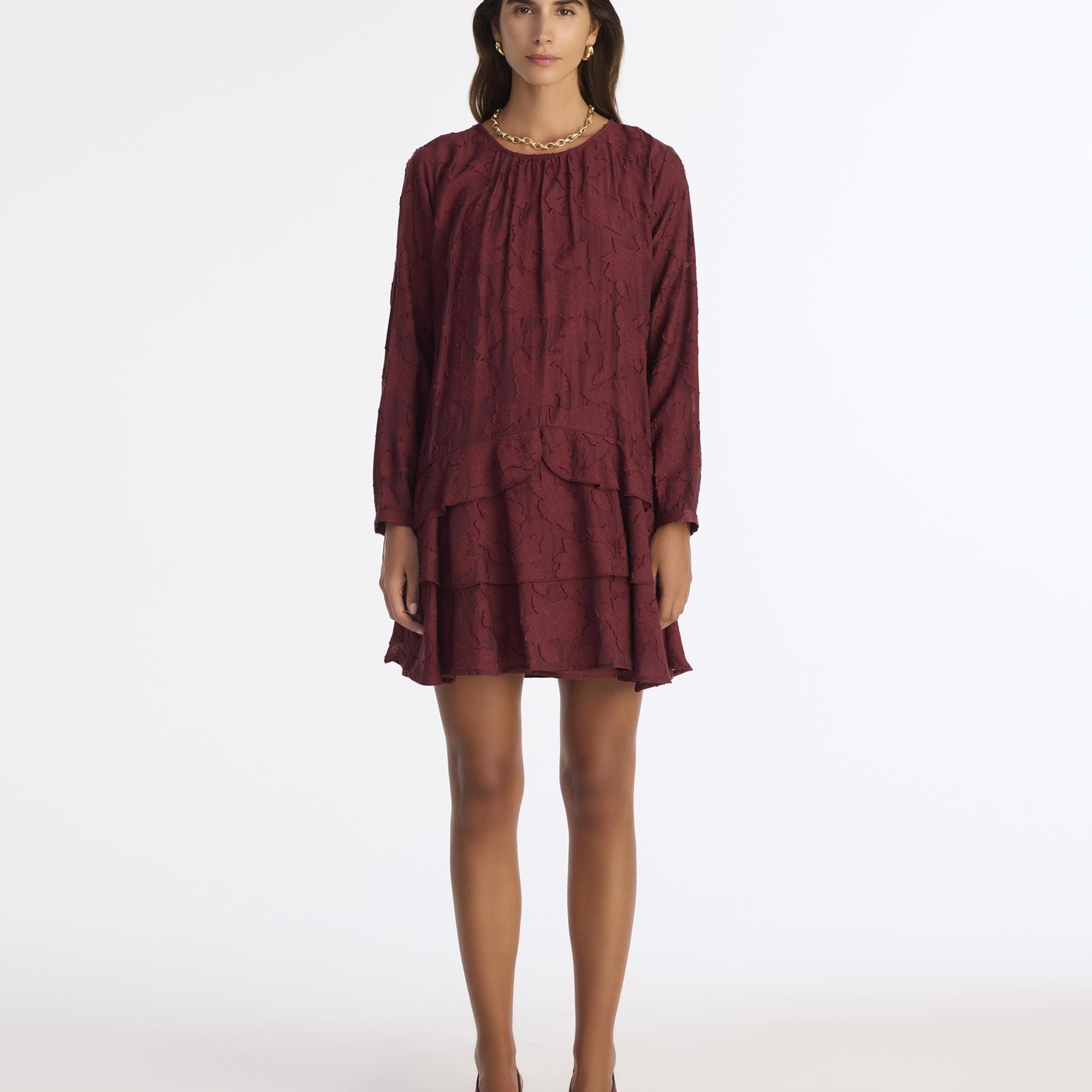 YARGICI Düz Bisiklet Yaka Uzun Kol Elbise