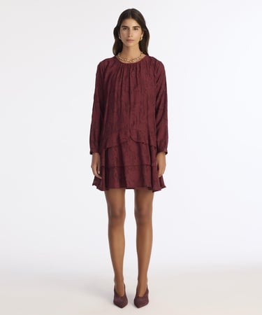  YARGICI Düz Bisiklet Yaka Uzun Kol Elbise