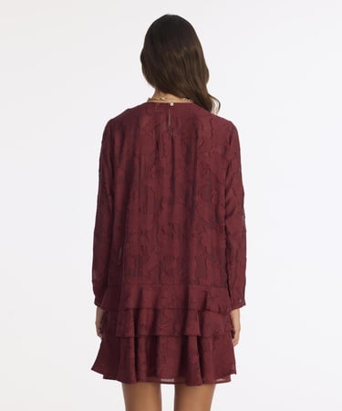  YARGICI Düz Bisiklet Yaka Uzun Kol Elbise