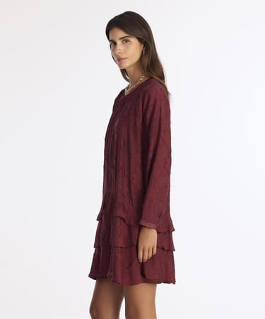  YARGICI Düz Bisiklet Yaka Uzun Kol Elbise