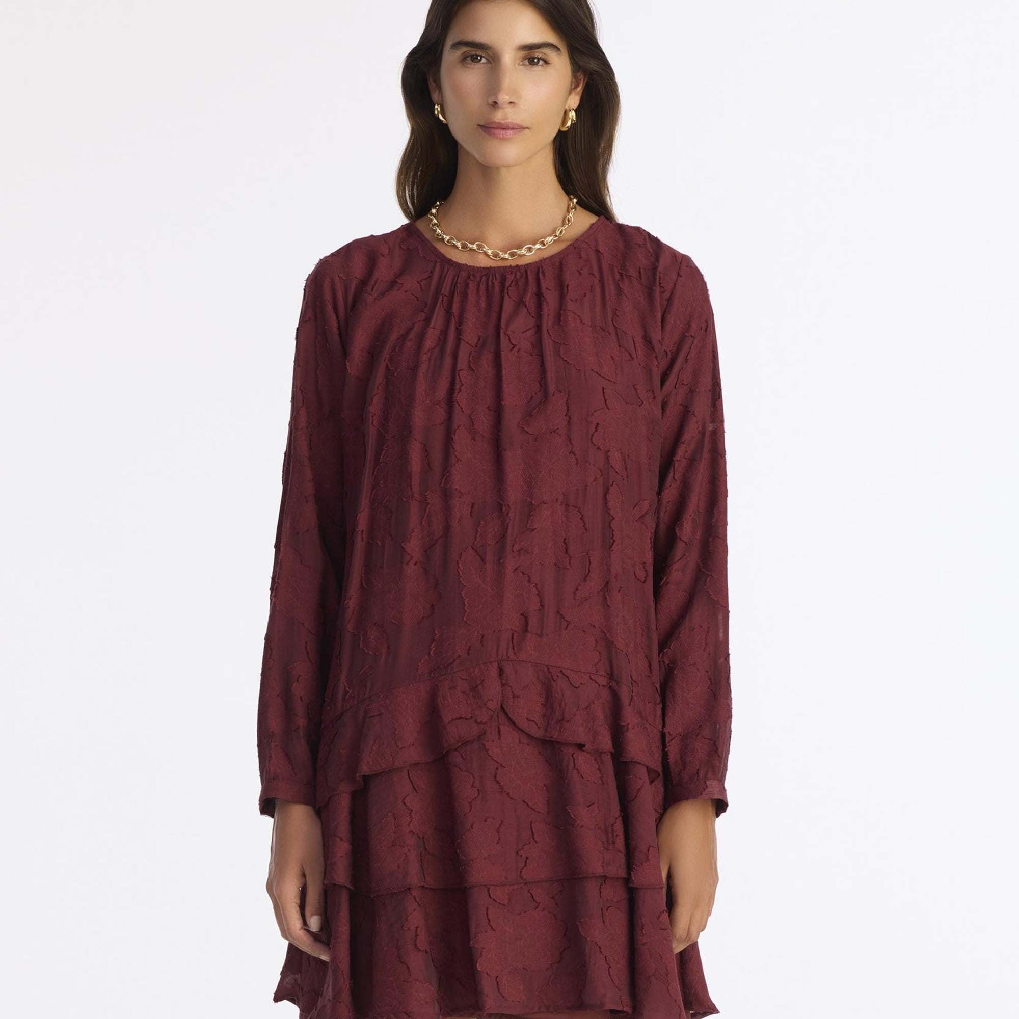 YARGICI Düz Bisiklet Yaka Uzun Kol Elbise