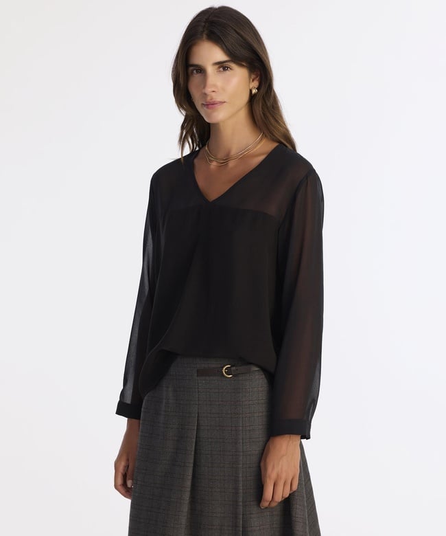  YARGICI Regular V Yaka Uzun Kol Bluz