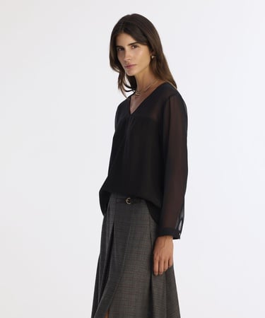  YARGICI Regular V Yaka Uzun Kol Bluz