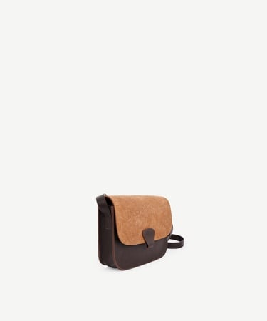  YARGICI Şal Baskılı Süet Garnili Deri Çapraz Çanta