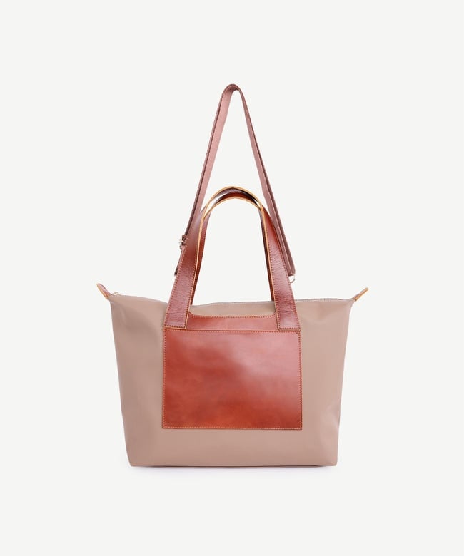  YARGICI Cep Detaylı Deri Garnili Büyük Boy Omuz Çantası