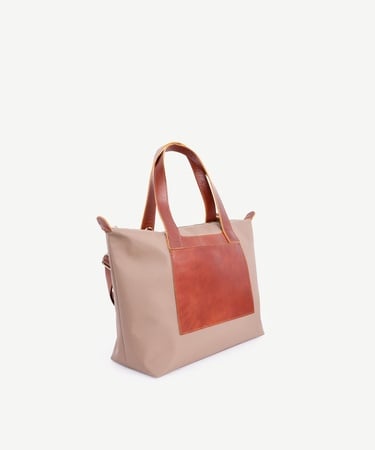  YARGICI Cep Detaylı Deri Garnili Büyük Boy Omuz Çantası