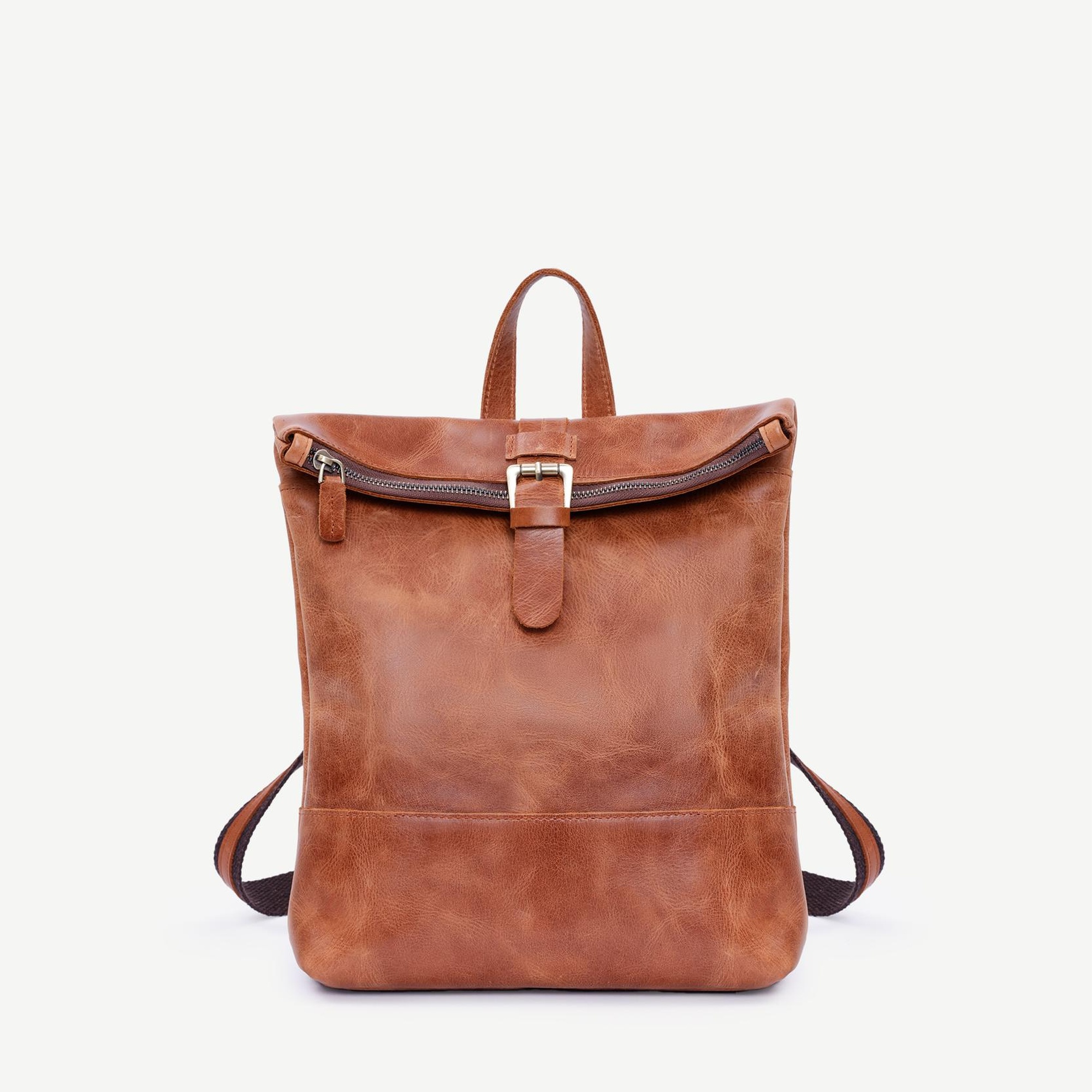 YARGICI Katlama Detaylı Deri Sırt Çantası