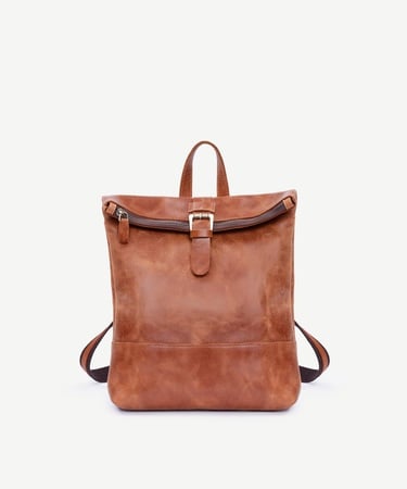  YARGICI Katlama Detaylı Deri Sırt Çantası