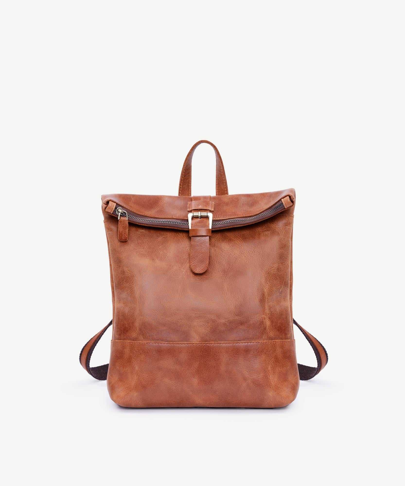  YARGICI Katlama Detaylı Deri Sırt Çantası