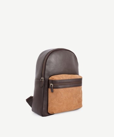  YARGICI Şal Baskı Cep Detaylı Deri Sırt Çantası