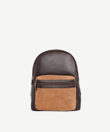  YARGICI Şal Baskı Cep Detaylı Deri Sırt Çantası