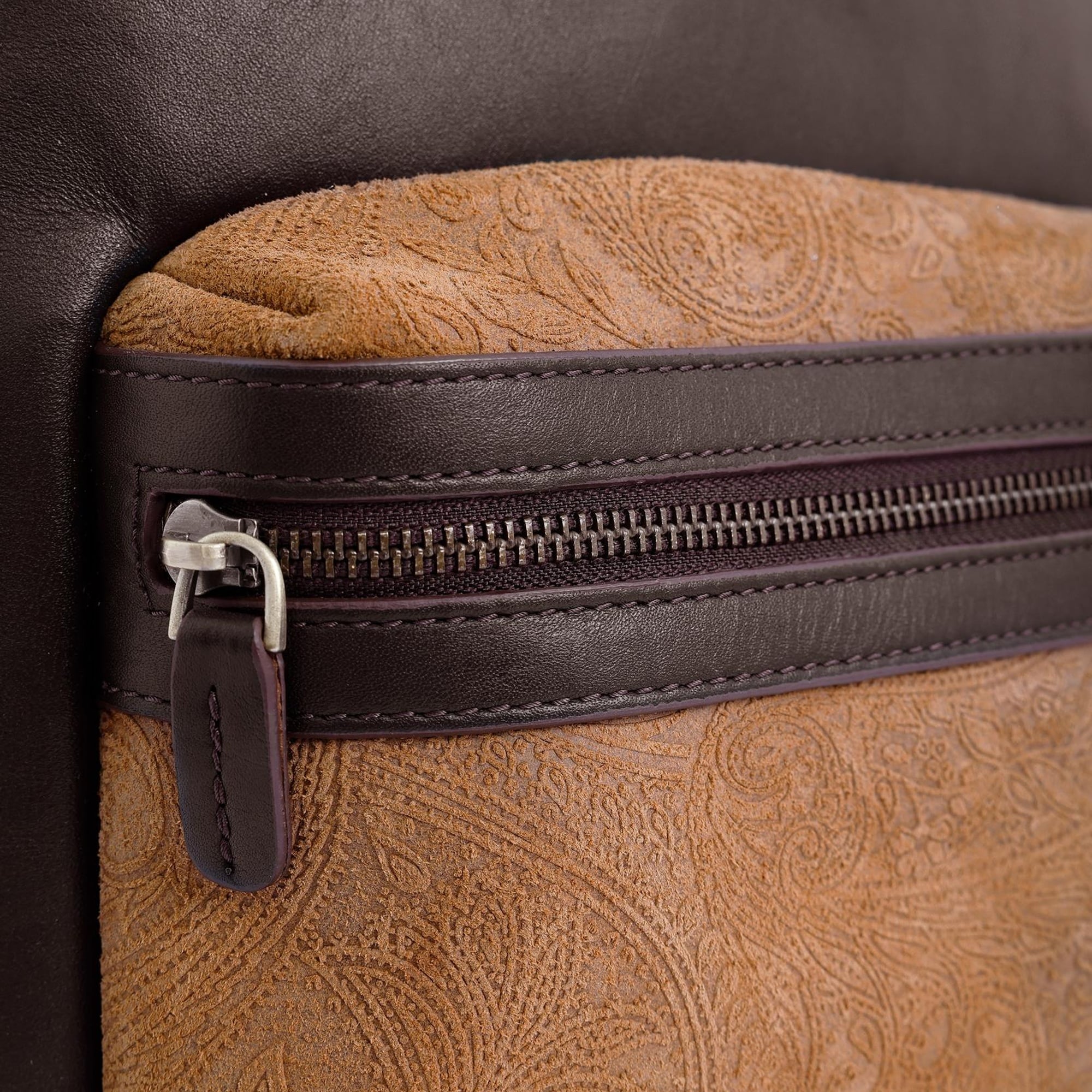 YARGICI Şal Baskı Cep Detaylı Deri Sırt Çantası