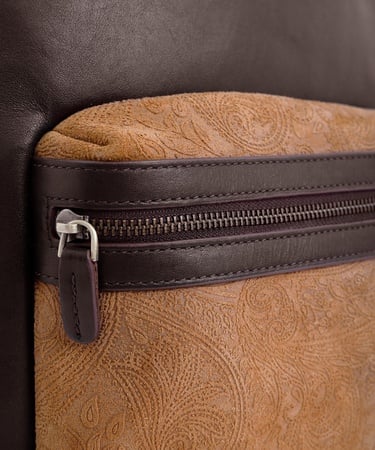  YARGICI Şal Baskı Cep Detaylı Deri Sırt Çantası