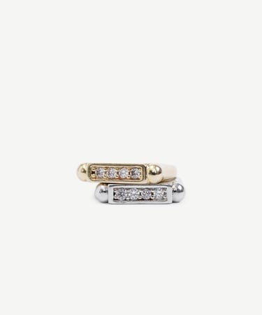  YARGICI Cam Taş Detaylı 2'Li Yüzük Seti