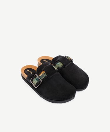  YARGICI Şerit Detaylı Deri Terlik