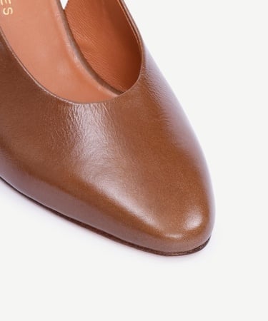  YARGICI Arkası Açık Deri Topuklu Ayakkabı