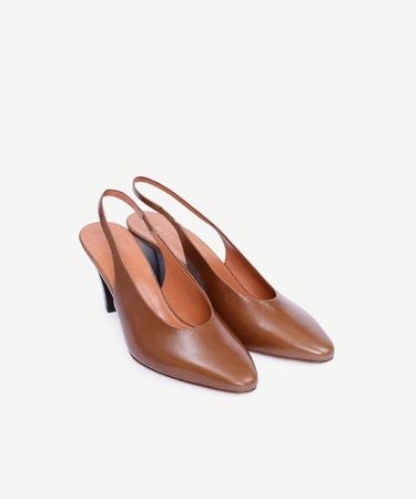  YARGICI Arkası Açık Deri Topuklu Ayakkabı