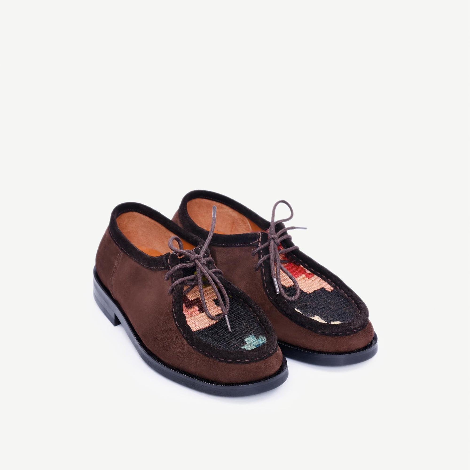 YARGICI Desen Detaylı Bağcıklı Deri Düz Ayakkabı