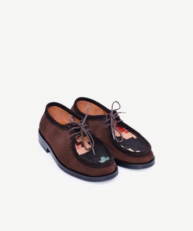  YARGICI Desen Detaylı Bağcıklı Deri Düz Ayakkabı